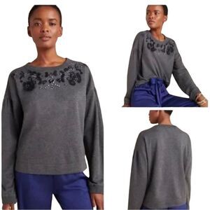 Maeve by Anthropologie gray Tallie beaded embellished sweatshirt size xsmall